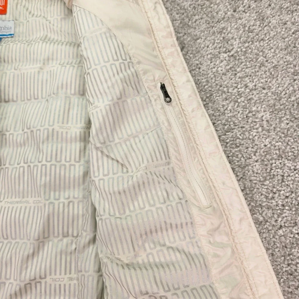 Columbia Thermal Coil Puffer Vest Womens Medium Cream Off White Quilted Full Zip